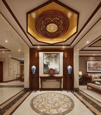 翰墨雅韻 東方意境——瀚唐200平米三室三廳四衛(wèi)中式風(fēng)格全案賞析